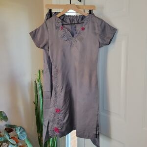 Salwar Kameez Kurta South Asian Grey And Pink Two Piece Set, Size Girls 8-10Y